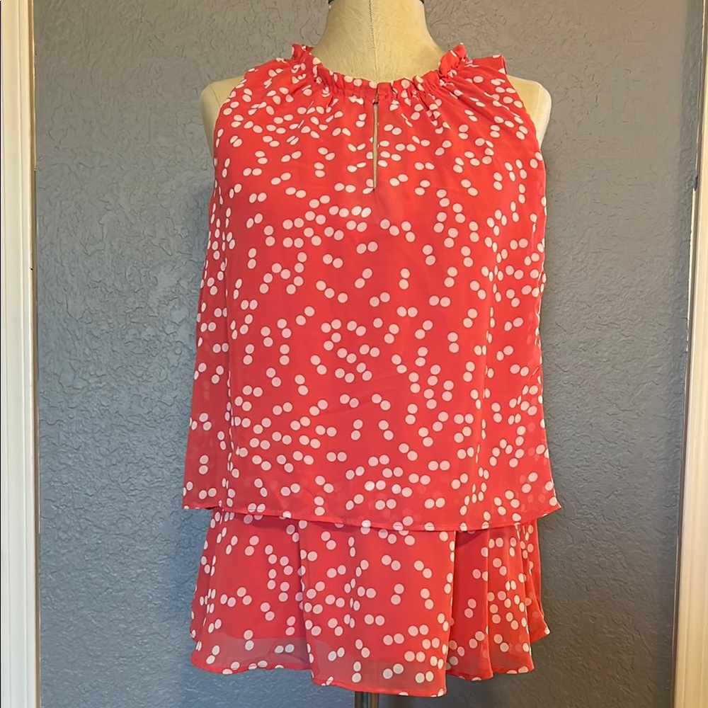 Nine West Coral Polka Dot Tank Top